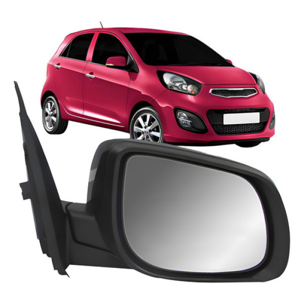 Retrovisor Picanto 2012 A 2015 Elétrico C/pisca Capa Preta