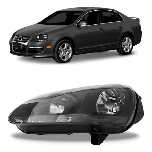 Farol Jetta 2007 2008 2009 Negro Manual Esquerdo/motorista