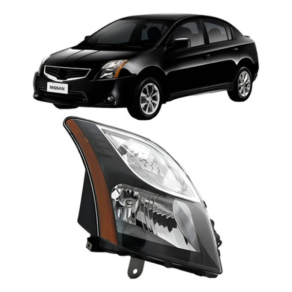Farol Para Nissan Sentra Fumê 2011 2012 2013 Mascara Negra
