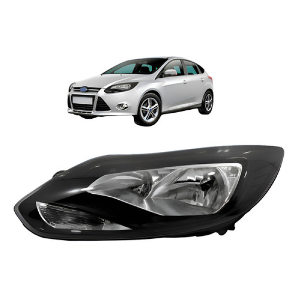 Farol Focus 2014 A 2016 Mascara Negra Eletrico C/ Motor Esquerdo/motorista