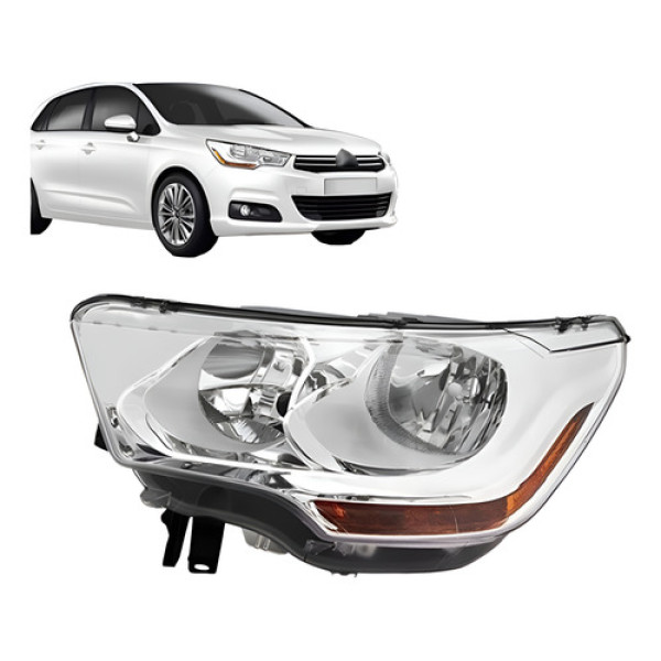 Farol Para Citroen C4 Lounge 2014 2015 2016 Eletrico Ambar Esquerdo/motorista