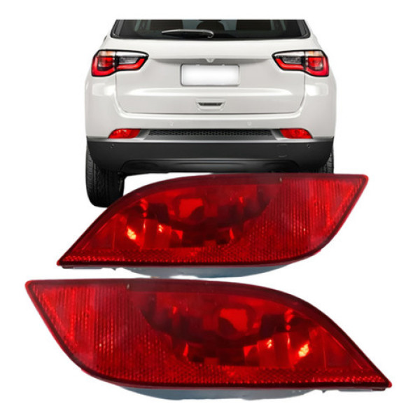 Par Sinaleira Parachoque Traseiro Jeep Compass 2017 2018 Ambos Lados Vermelho