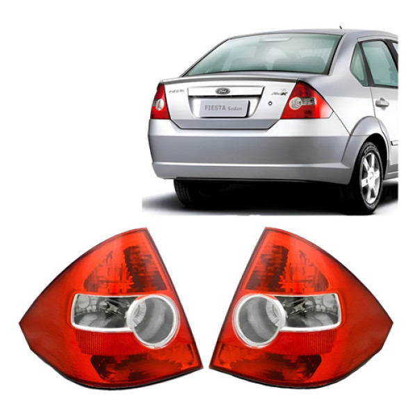 Par Lanterna Traseira Ford Fiesta Sedan 2003 A 2010 Ambos Lados Bicolor