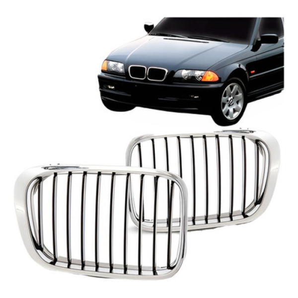Jogo Tela Radiador Bmw Série 3 1999 2000 2001 Sedan Cromado
