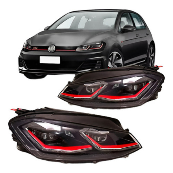 Par Farol Golf Gti Mk7.5 2018 A 2020 Friso Vermelho Com Led