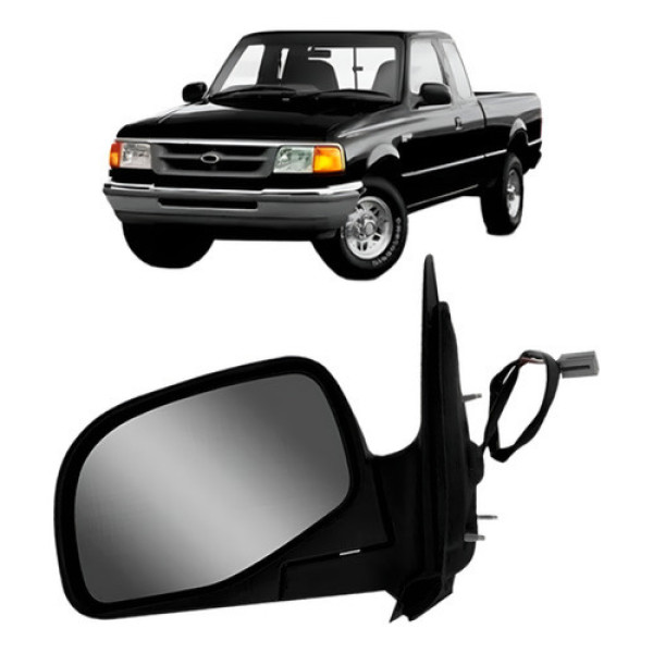 Retrovisor Externo Elétrico Preto Ranger 1998 A 2006 Preto