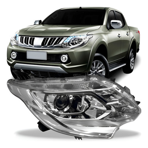 Farol Triton 2016 A 2018 Cromado Elet S Mot C Led Pisca Azul