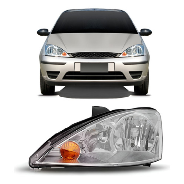 Farol Focus Eletrico/manual 2004 A 2008 Cromado Esquerdo/motorista
