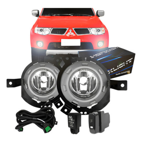 Kit Farol Milha L200 Triton 2007 2008 2009 2010 Aro Cinza