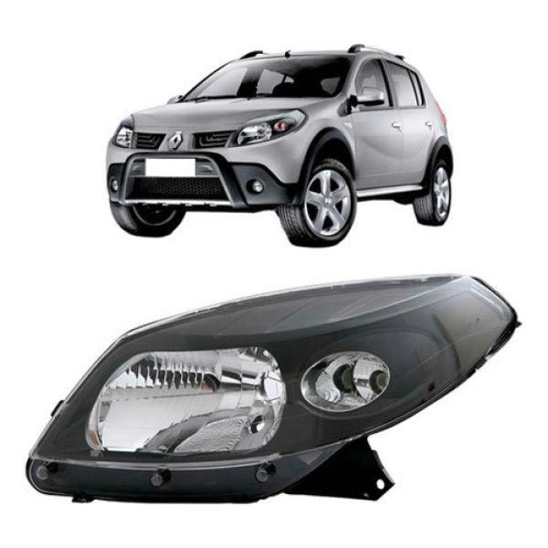 Farol Sandero 2008 2009 2010 2011 Máscara Negra Com Garanti