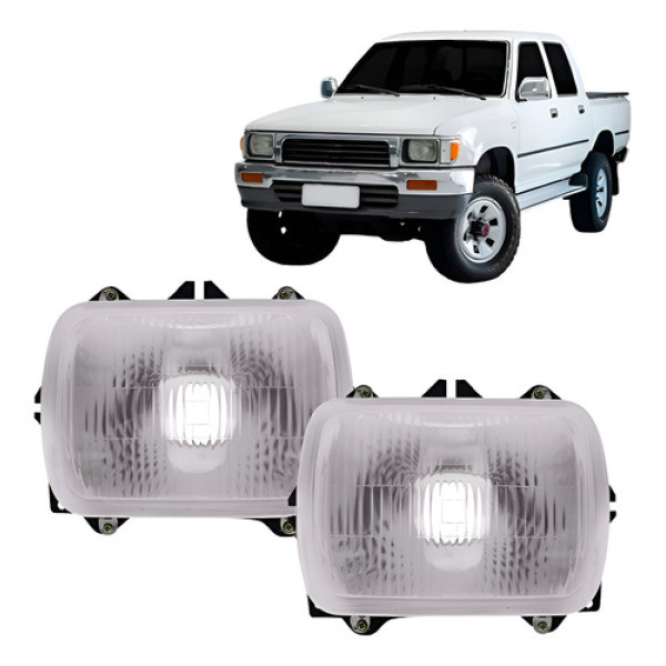 Par Farol Hilux/l200 Quadrado 1990 A 2001 Com Suporte Ambos Lados