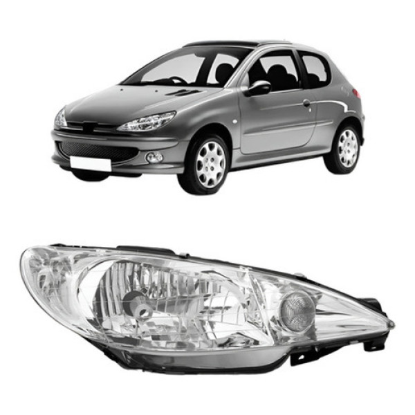 Farol Peugeot 206 E 206 Sw Ano 00 Ao 06 Foco Simples Liso