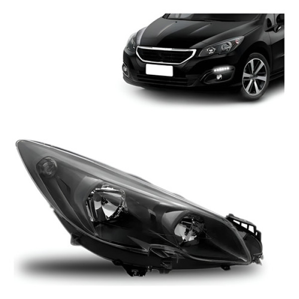 Farol Para Peugeot 308 2016 A 2019 Fume Negro Manual