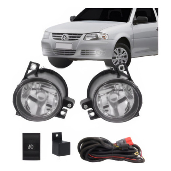 Kit Farol Milha Gol G4 Saveiro Polo Fox Botão Original