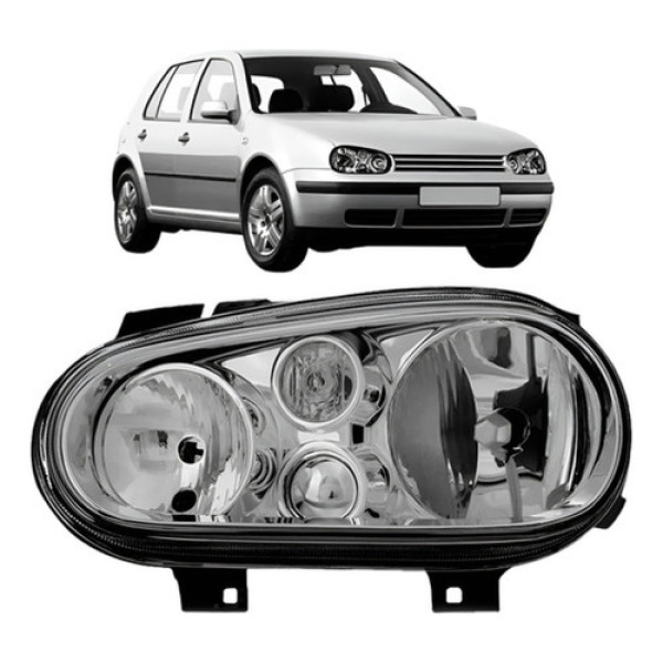 Farol Golf 1998 A 2006 Foco Duplo Sem Auxiliar Cromado