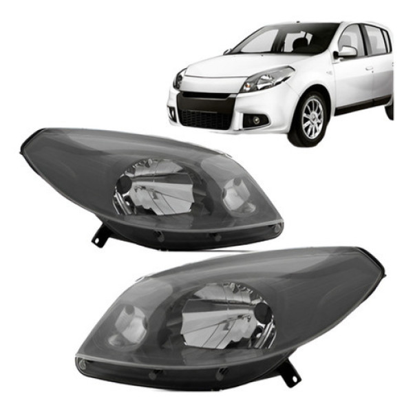 Par Farol Sandero 2012 A 2014 Manual Máscara Cinza Oferta