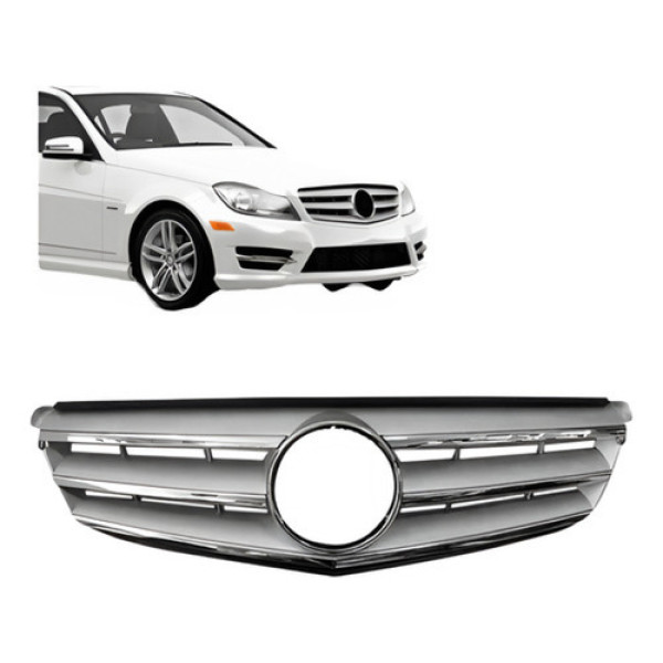 Grade Radiador Mercedes C180 2012 2013 2014 Cromado E Prata Prateado