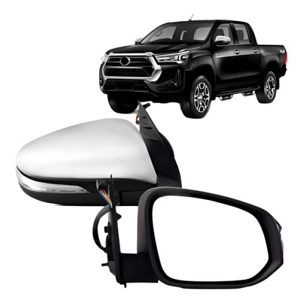 Par Retrovisor Elet Pisca Capa Crom Hilux 2016 A 2021