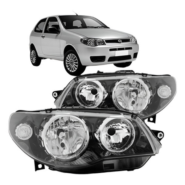 Par Farol Palio 04 05 06 07 A 13 Máscara Negra Aro Cromado Ambos Lados