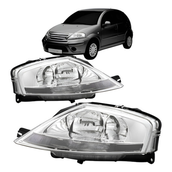 Farol C3 2003 2004 2005 2006 A 2012 Manual Cromado