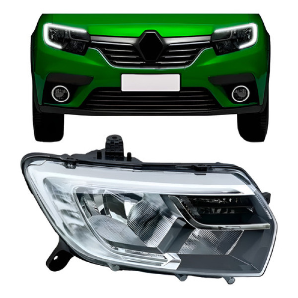 Farol Logan Sandero 2020 2021 Manual Com Led