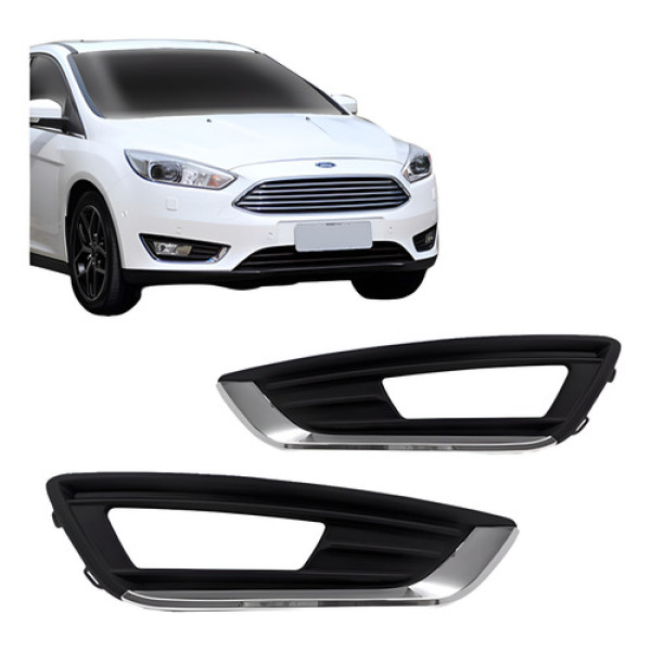 Grade Milha Parachoque Focus 2016-2017 Friso Cromado Direito