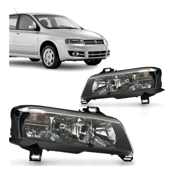 Farol Fiat Stilo 2007 2008 09 10 11 2012 Masc.negra Direito Direito/passageiro