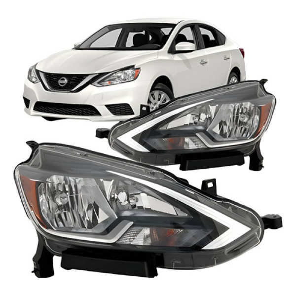 Farol Sentra 2016 2017 2018 Mascara Negra Sem Led Esquerdo/motorista