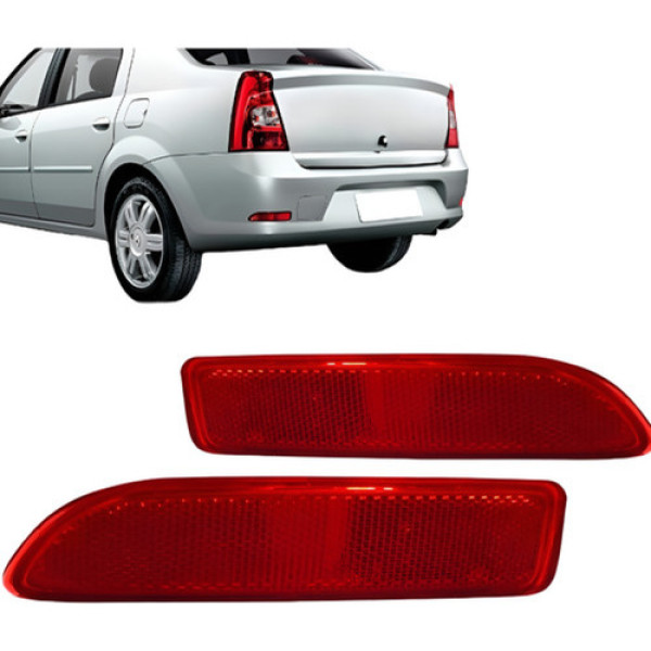 Par Refletor Parachoque Traseiro Logan 2010 2011 12 13 2014 Vermelha