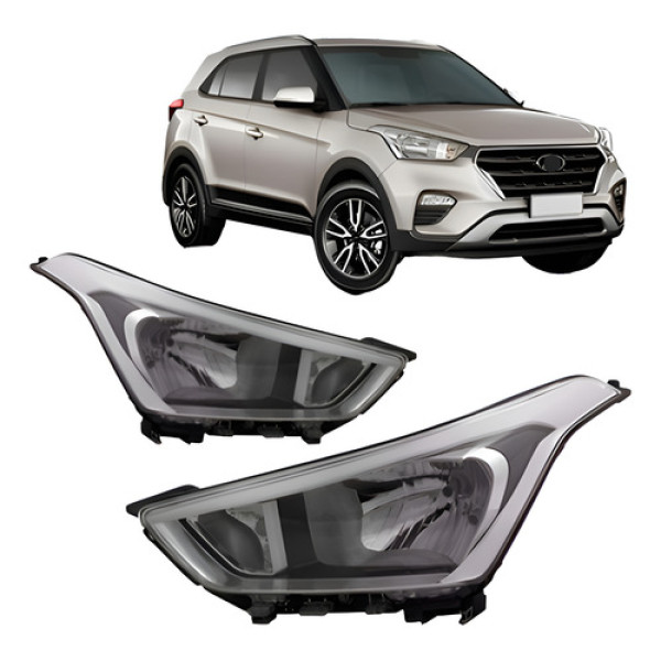 Par Farol Para Hyundai Creta 2017 2018 A 2020 Manual Cromado