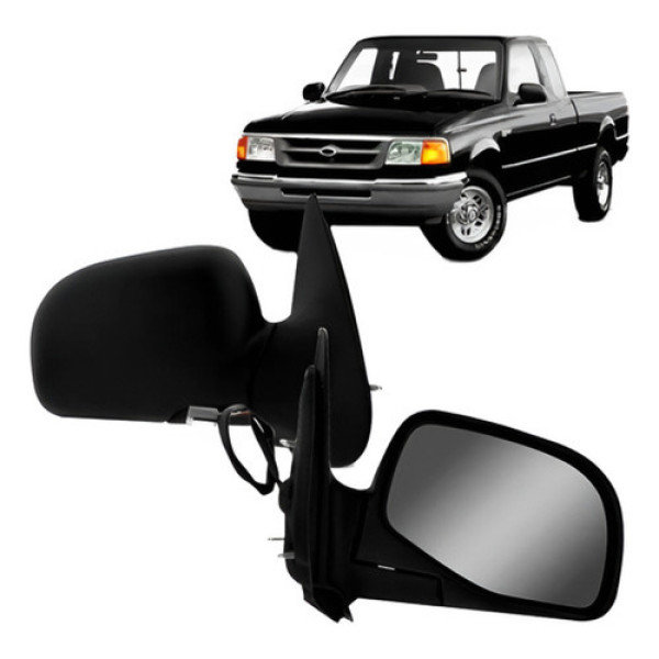 Par Retrovisor Ext Elétrico Preto Ranger 1998 A 2006 Preto