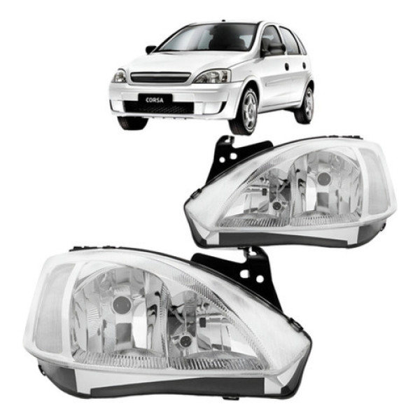 Farol Chevrolet Corsa Montana 2003 Á 2007 Cromado Manual Tyc