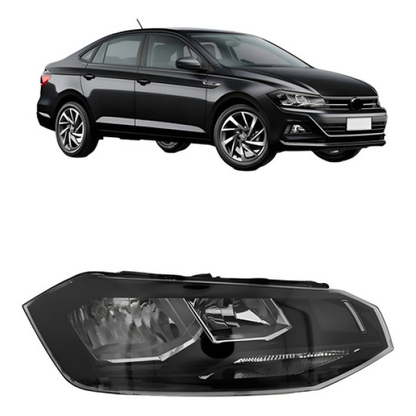 Farol Vw Virtus 2018 A 2019 Manual Friso Preto