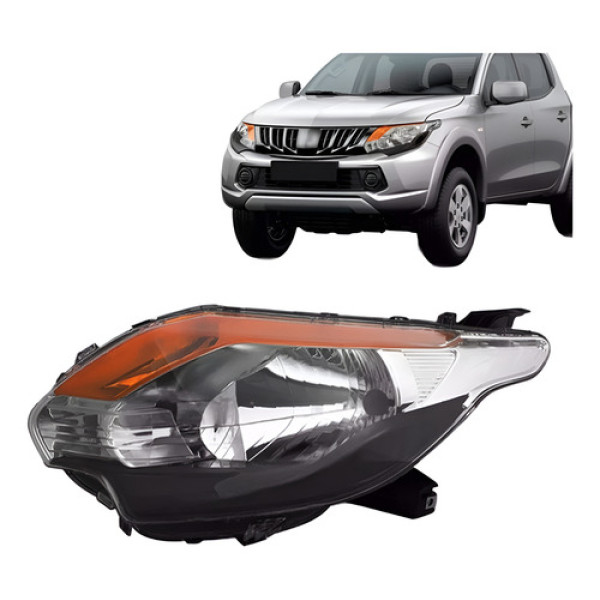 Farol L200 Triton 2016 A 2023 Mascara Negra Pisca Ambar