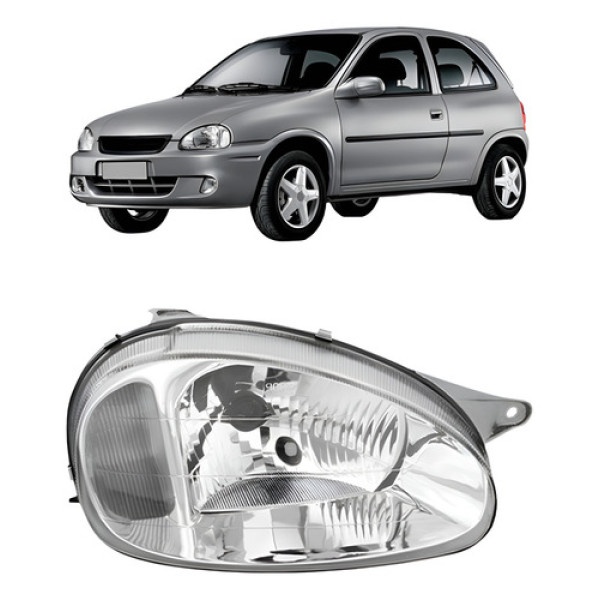 Farol Corsa 2000 A 2002 Carcaça Cinza Lente Policarbonato
