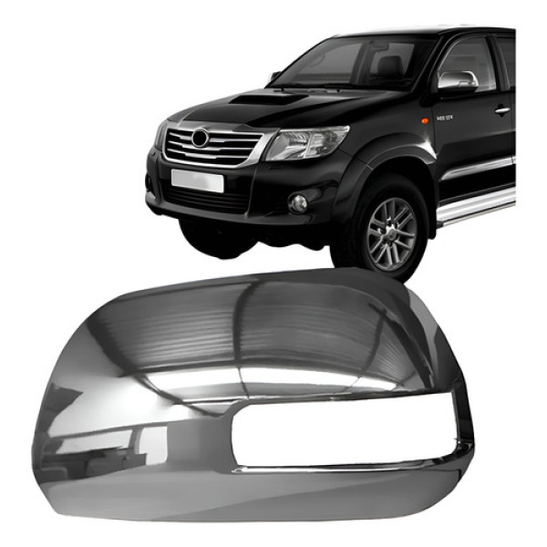Aplique Capa Cromado Retrovisor Hilux 2013 A 2016 Com Furo