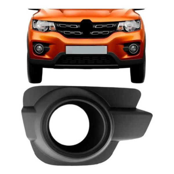 Moldura Milha Auxiliar Kwid Com Furo Aro Preto 2017 18 19