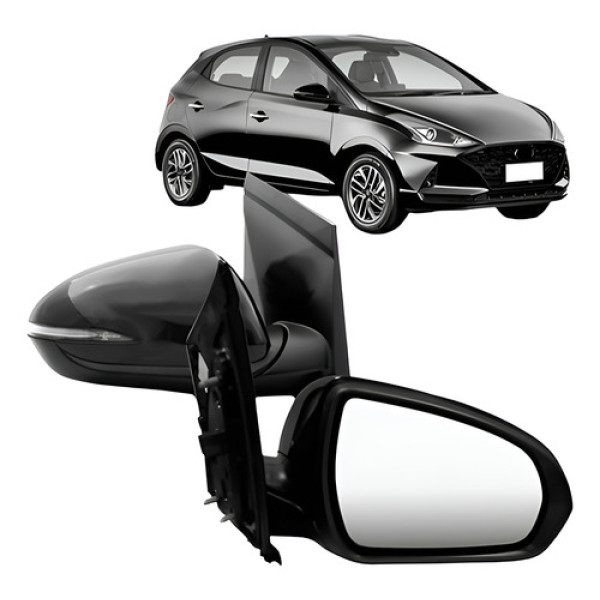 Par Retrovisor Elétrico C/ Pisca Capa Preta Hb20 2020 A 202