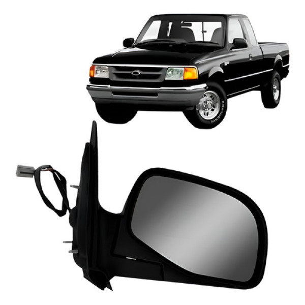 Retrovisor Externo Elétrico Preto Ranger 1998 A 2006 Preto