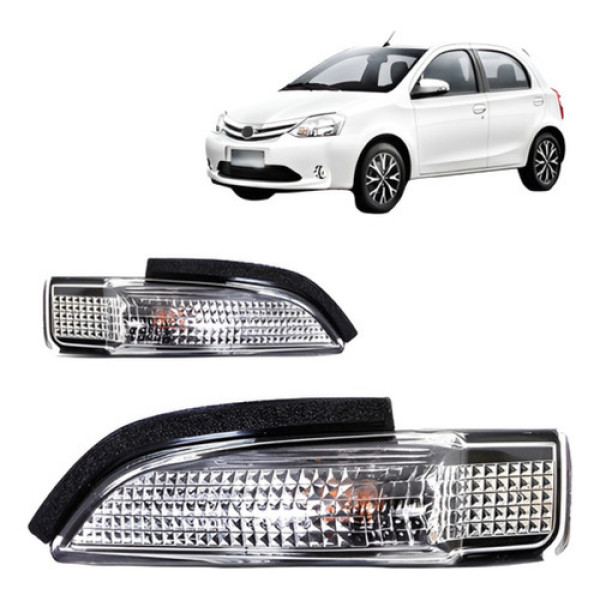 Par Pisca Retrovisor Etios 2012 2013 2014 2015 2016 Novo Prateado