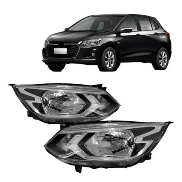 Par Farol Onix Lt / At 2020 2021 2022 Cromado S/ Led Manual