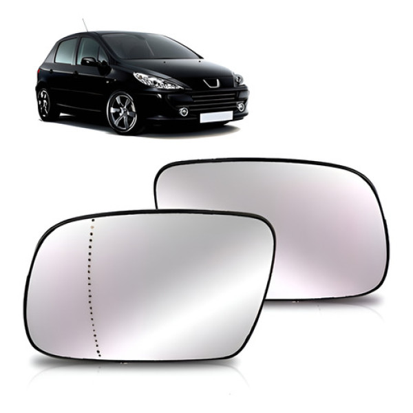 Par Lente Retrovisor Peugeot 307 2001 A 2012 Asférico