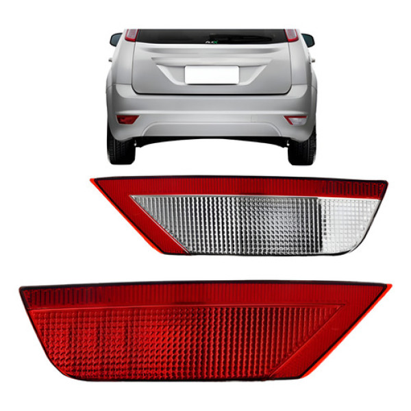 Par Lanterna Refletor Ford Focus 2008 2009 2010 2011 Ambos Lados Vermelho Cristal