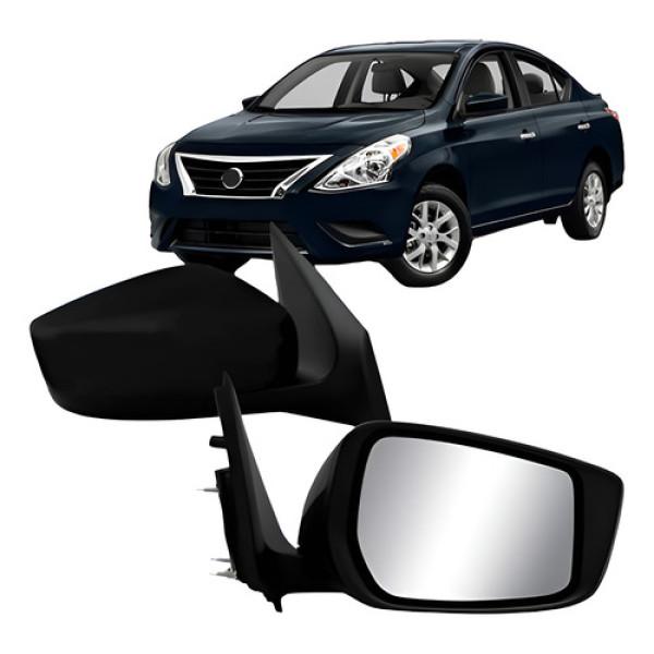 Par Retrovisor Elétrico Versa 2016 A 2019 C/ Capa Preta