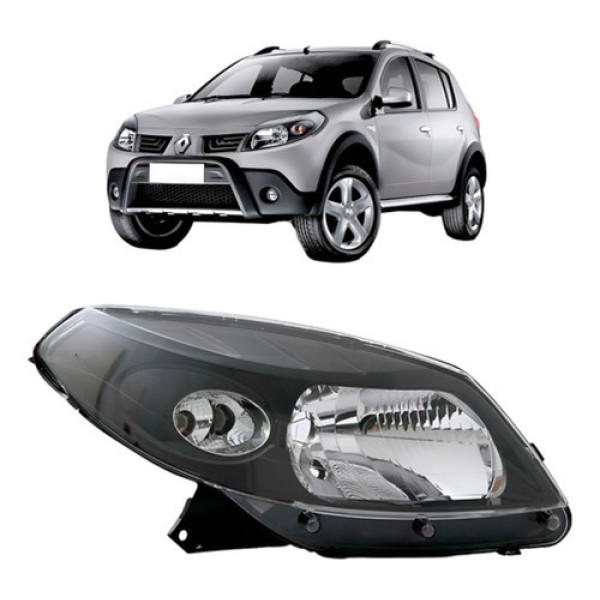 Farol Sandero 2008 2009 2010 2011 Máscara Negra Com Garanti