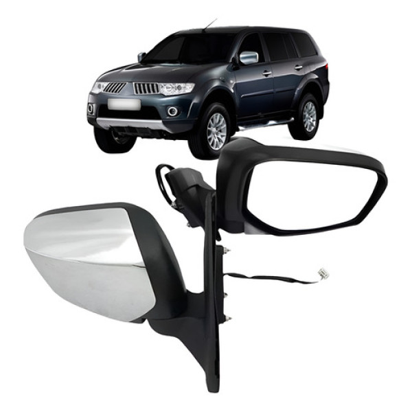 Retrovisor Triton E Pajero Dakar 07 A 14 Eletrico Cromado