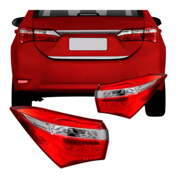 Par Lanterna Traseira Corolla 2014 2015 2016 2017 Com Led Ambos Lados Preto