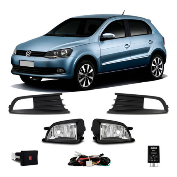 Kit Farol Milha Auxiliar Neblina Gol G6 13 À 16 C/ Grade