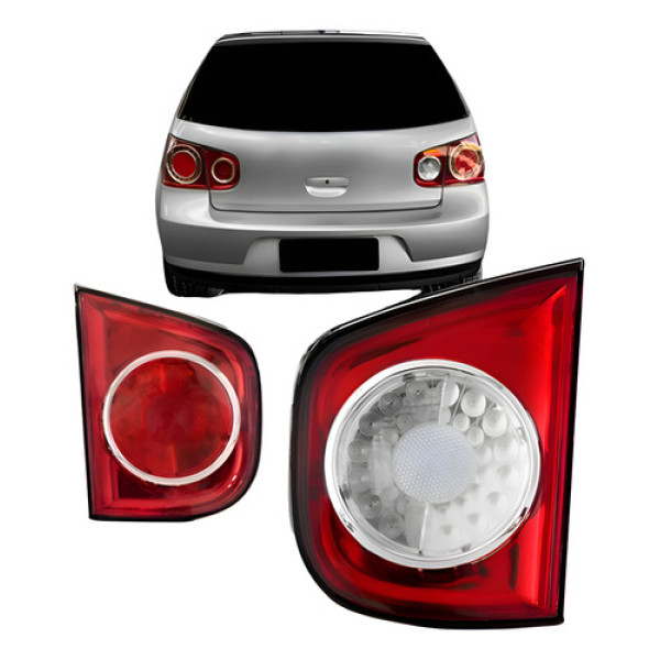 Par Lanterna Traseira Tampa Golf 2007 A 2010 Vermelha Branco Ambos Lados Vermelha E Branco