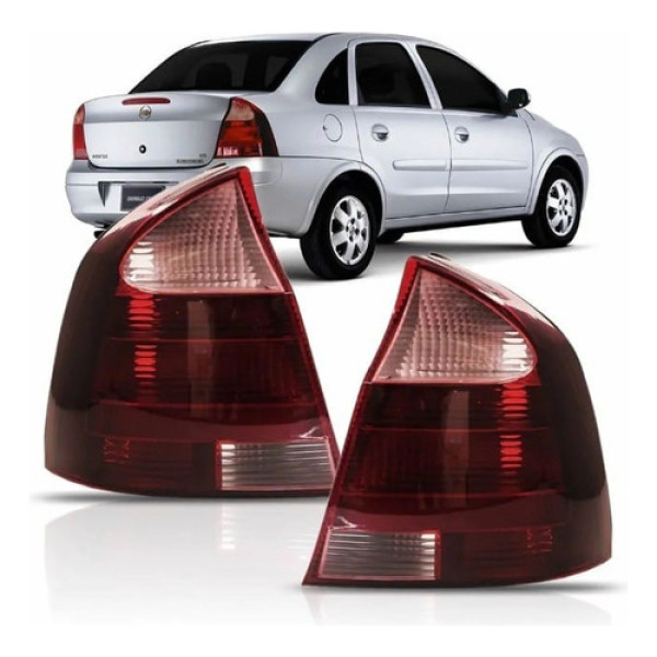 Par De Lanterna Traseira Ré Rosa Gm Corsa Sedan 2003/2012